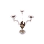 An Aurum silver limited edition 104/400 three-sconce candelabrum, commemorating the wedding of