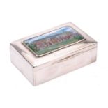An early 20th-century silver and hard enamel rectangular table box, Birmingham 1912 by W.H Haseler
