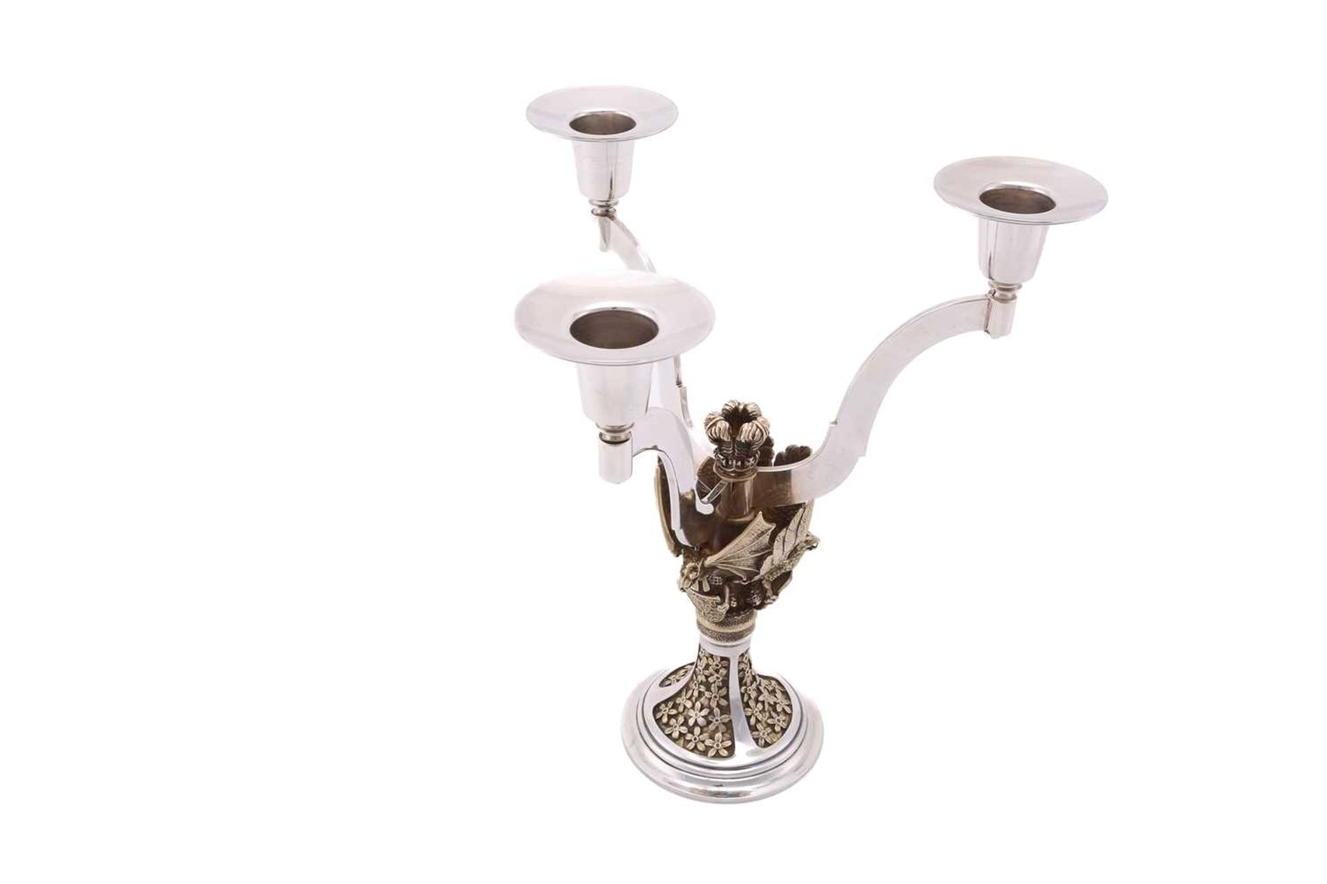 An Aurum silver limited edition 104/400 three-sconce candelabrum, commemorating the wedding of - Image 2 of 19