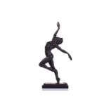 20th century school, a patinated bronze figure of a male ballet dancer, on a rectangular base,