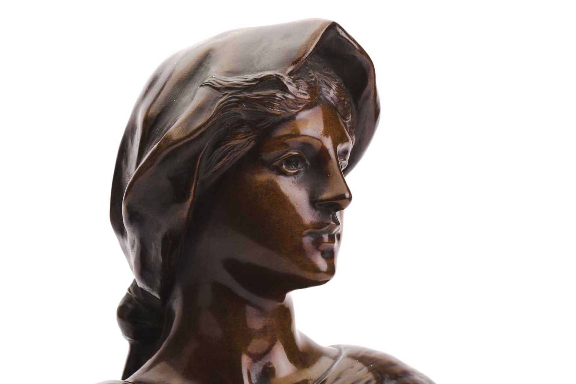 After Henri Louis Lavesseur (1853-1934) French, 'Girl in May', bust of a lady wearing a headscarf, - Image 7 of 9