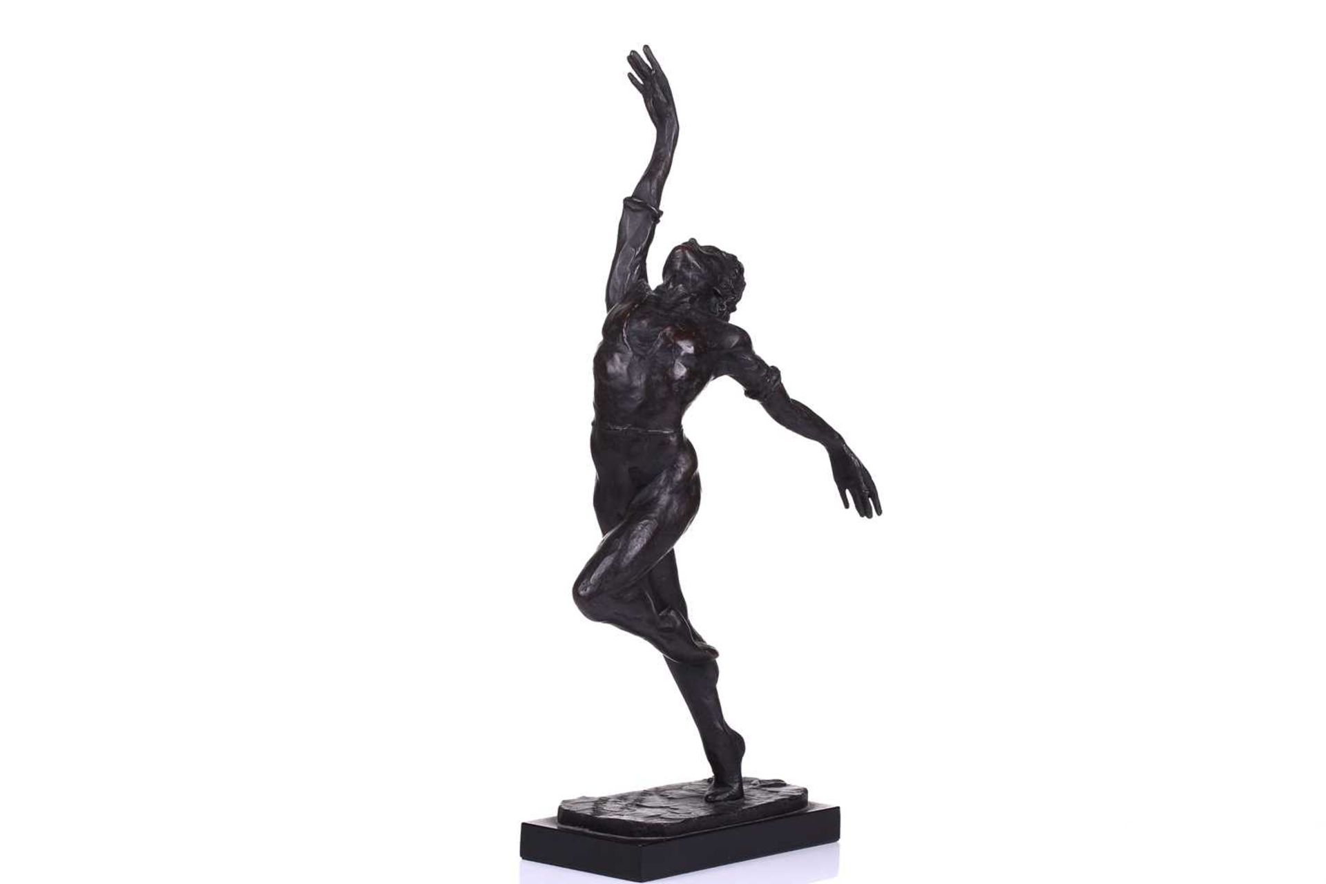 20th century school, a patinated bronze figure of a male ballet dancer, on a rectangular base, - Image 2 of 10