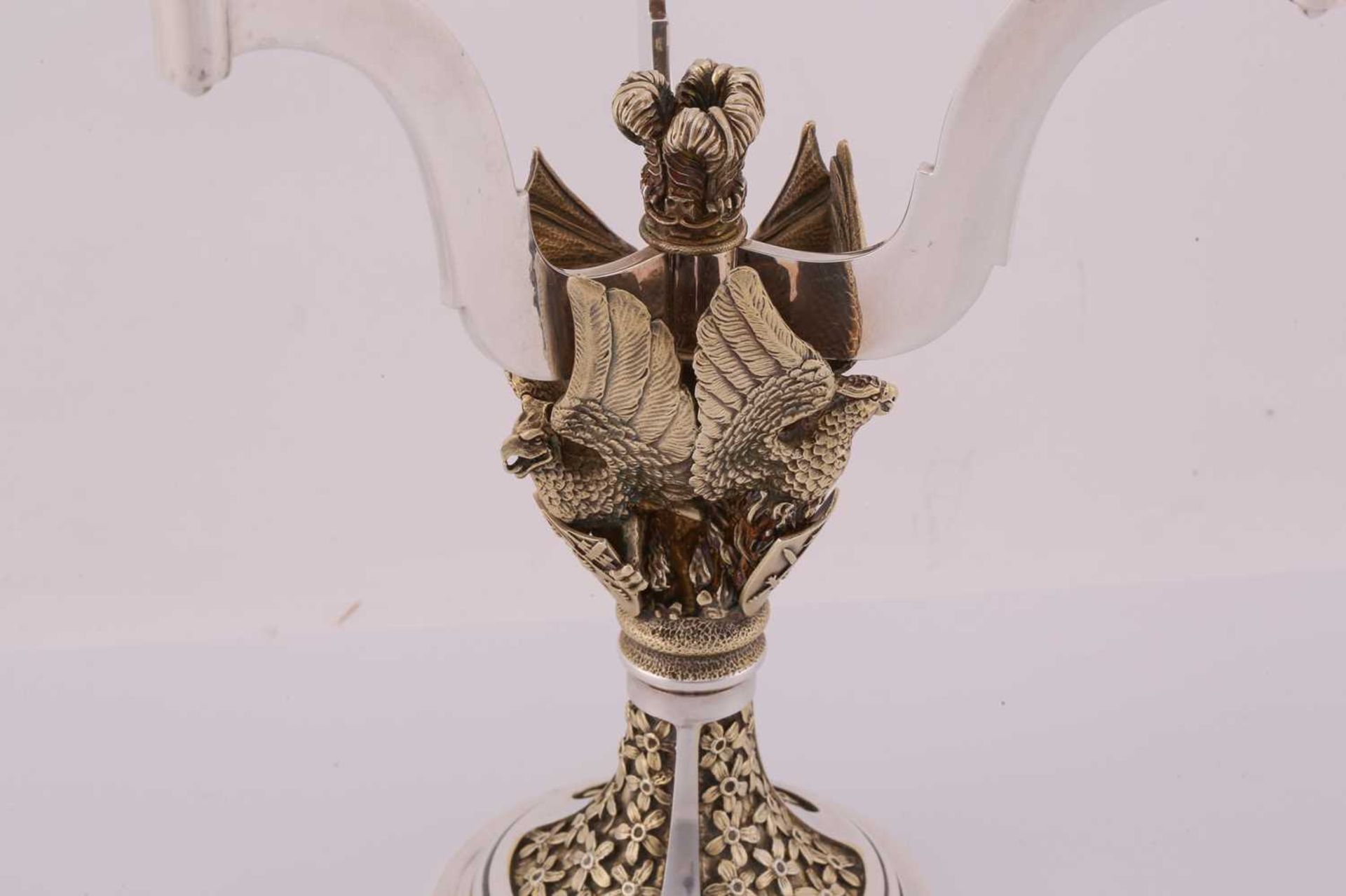 An Aurum silver limited edition 104/400 three-sconce candelabrum, commemorating the wedding of - Image 12 of 19