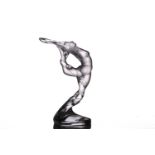 A contemporary Lalique frosted glass figure of a dancer, a scarf entwined around her body, 26.5 cm