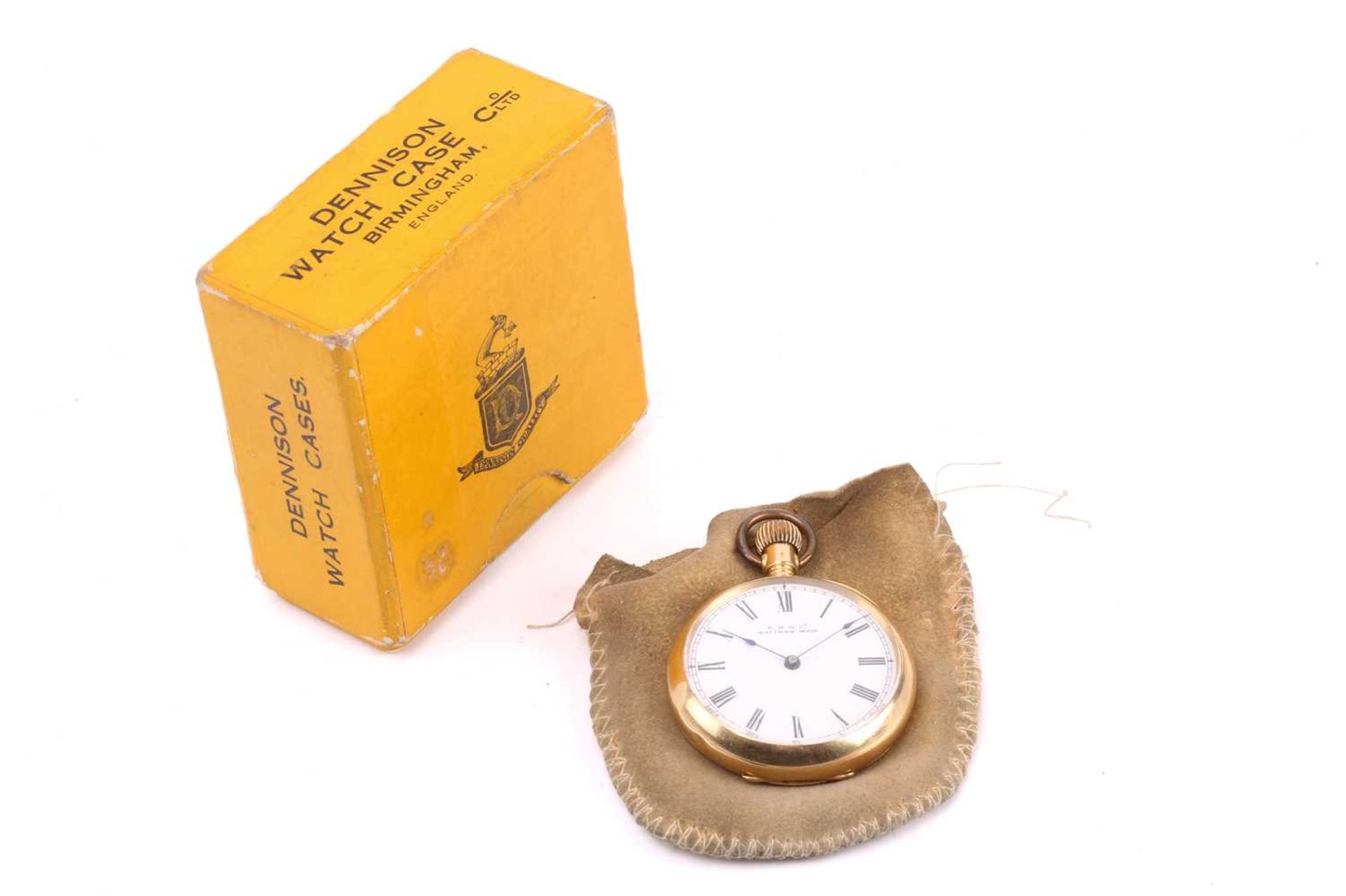 An 18ct gold Waltham mass open-face pocket watch with its original box, featuring a keyless wound - Image 7 of 8