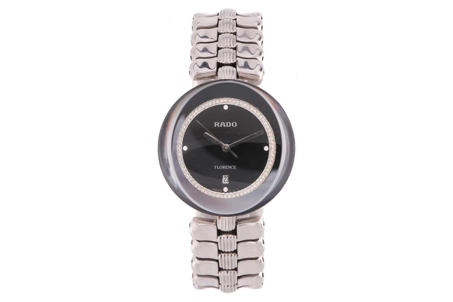 A Rado Florence lady's wrist watch, featuring a swiss made quartz movement in a steel case measuring