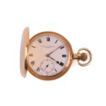A 18ct Saqui & Lawrence London full hunter pocket watch, featuring a keyless wound Swiss-made