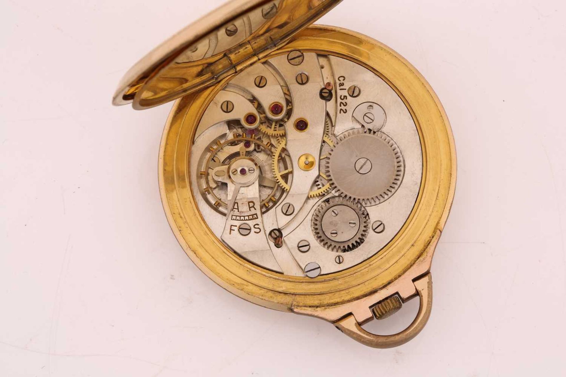 A 9ct watch chain and gold plated pocket watch in leather case, featuring a keyless wound gold - Image 10 of 12