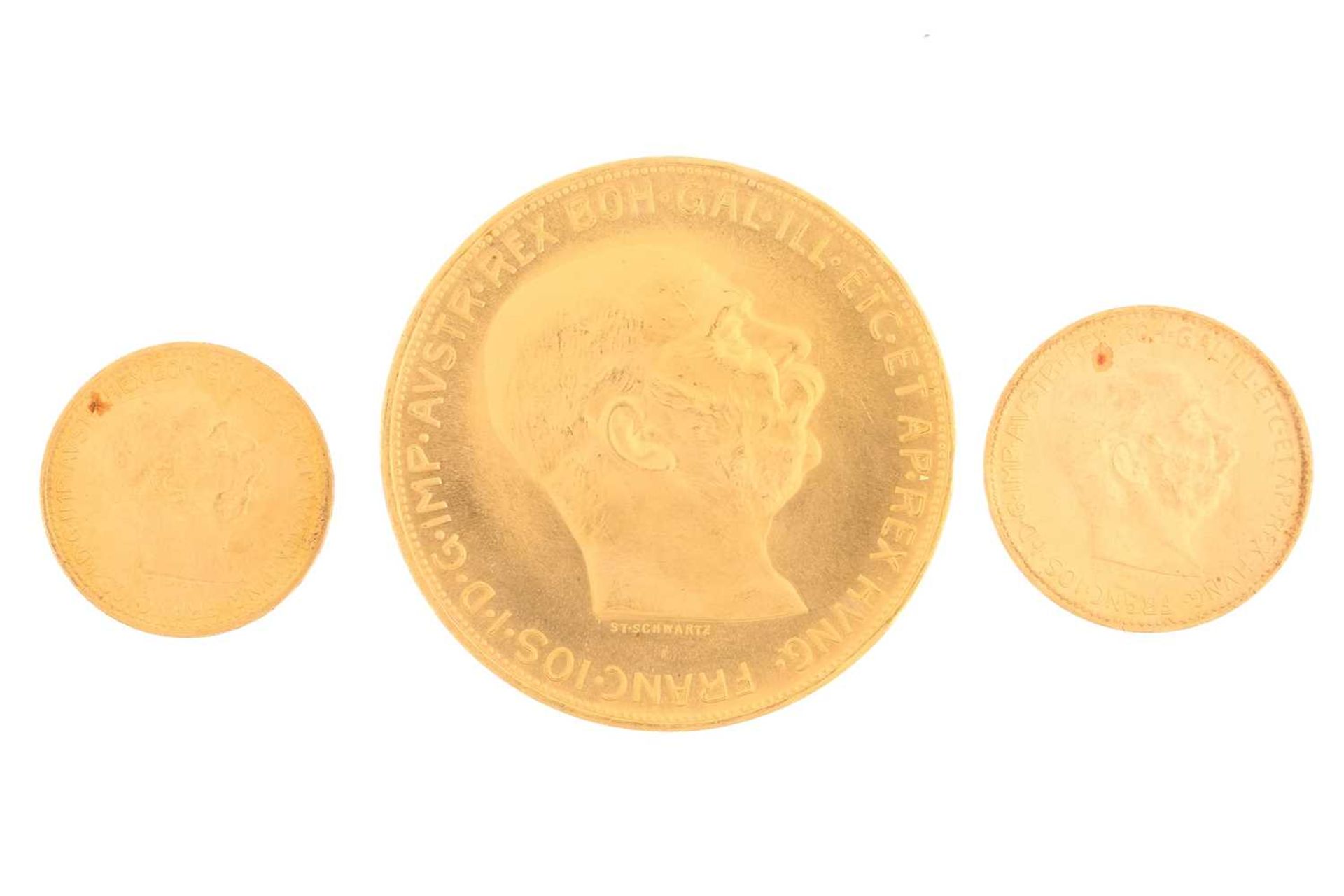 Austria - Franz Joseph I, gold 100, 20 & 10 Corona, 1915 & 1912