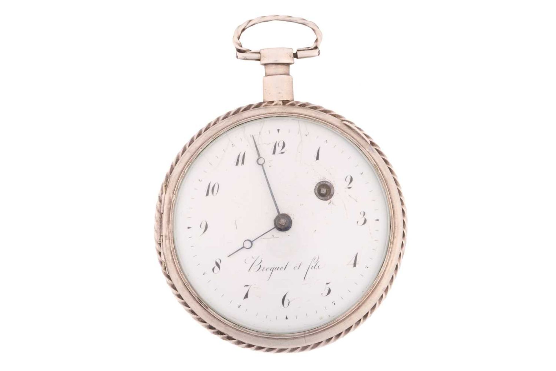 A Breguet Et Fils open-face pocket watch, featuring a key-wound signed 'Breguet Et Fils' verge fusée