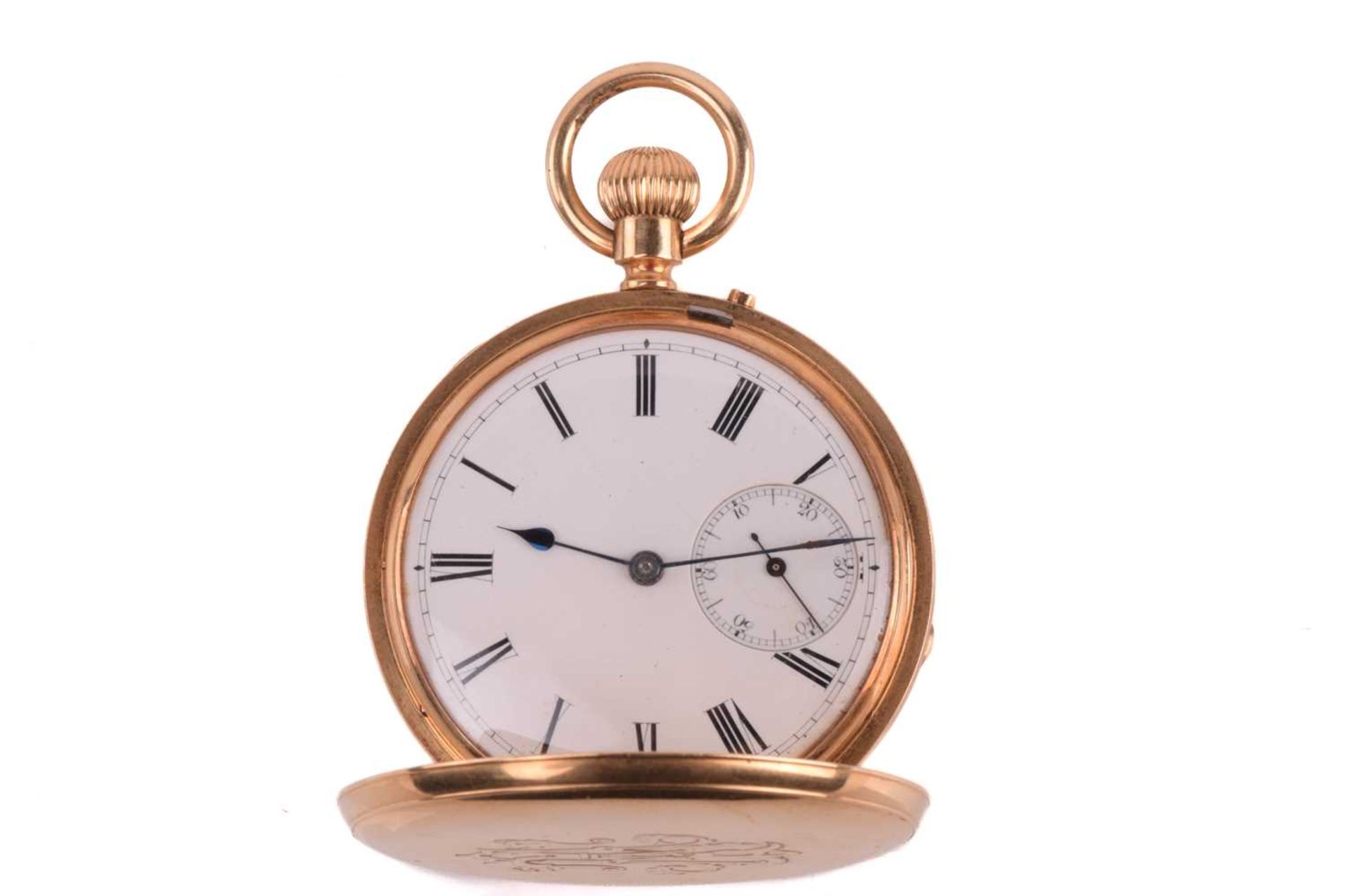 An 18ct gold Barwise London full hunter pocket watch, featuring a keyless wound signed movement in