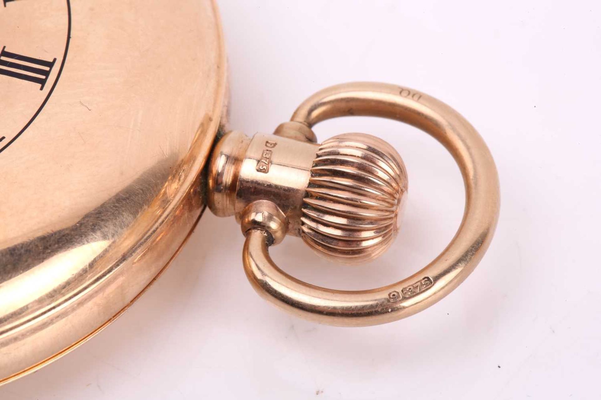 A 9ct gold Waltham mass half hunter pocket watch with its original box, featuring a keyless wound - Image 6 of 11