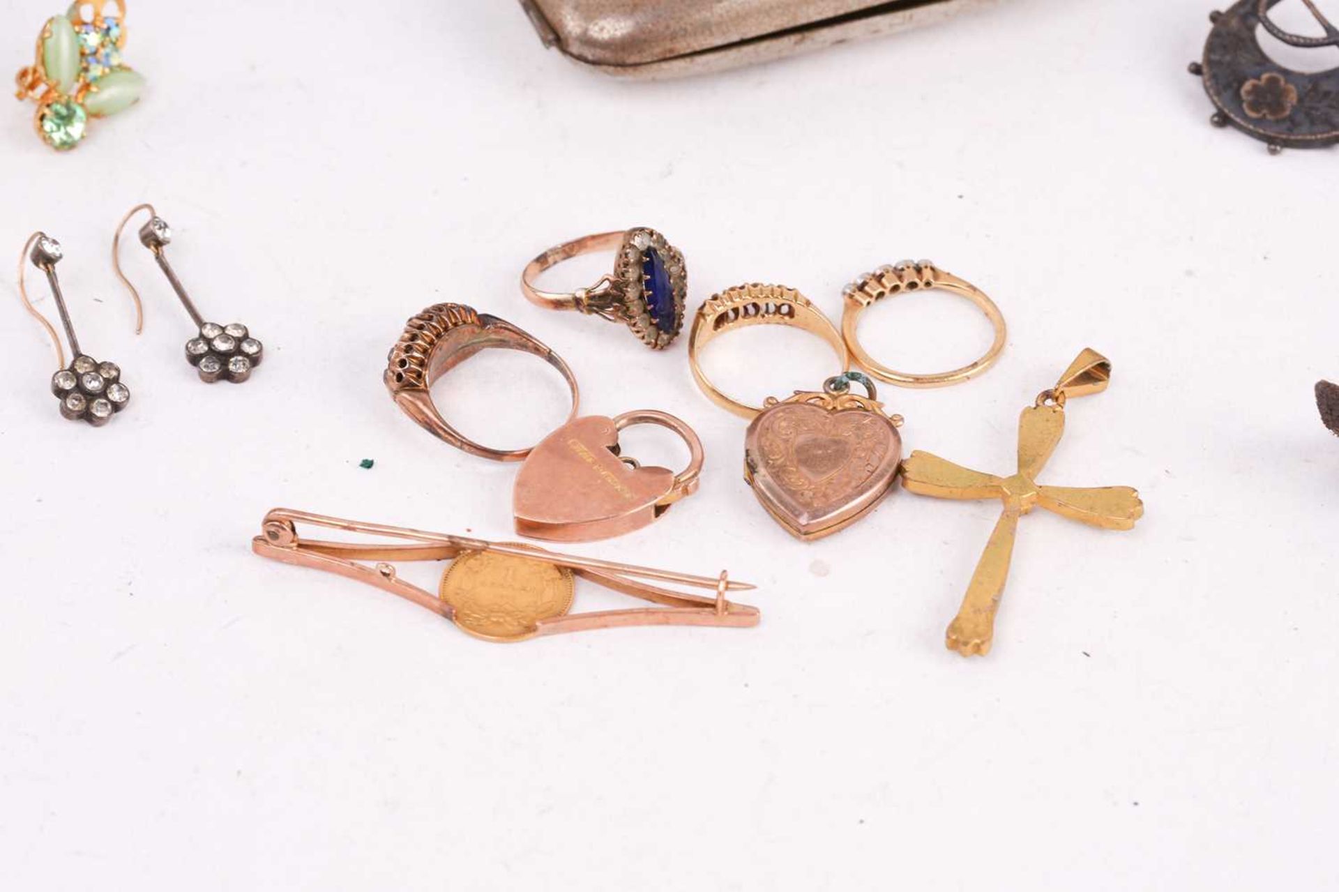 A collection of jewellery, watches and silver including two gemset rings, a pocket watch marked 14k, - Image 9 of 10
