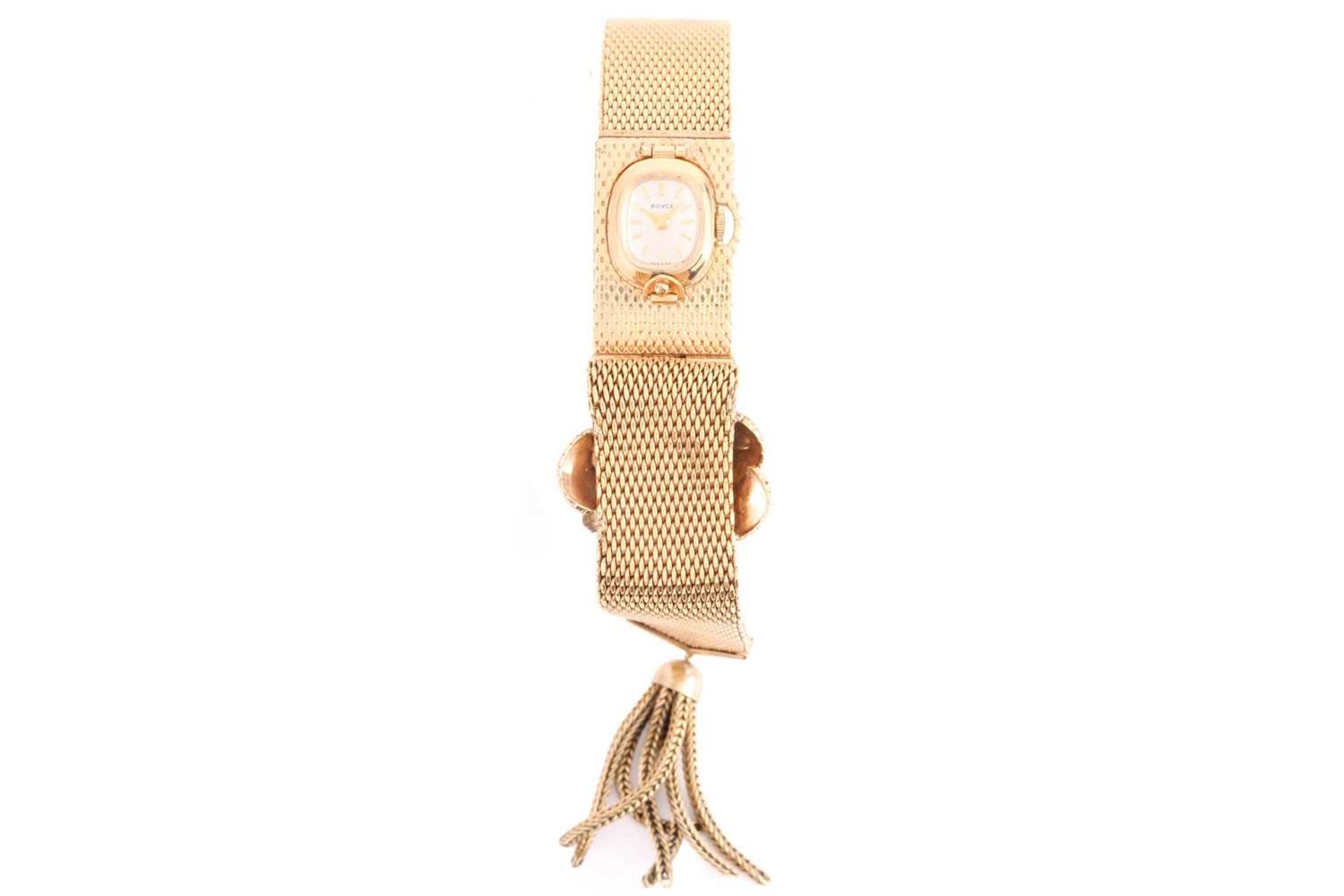 A ladies Royce gilt metal bracelet / cocktail watch, the silvered dial with baton indices, with - Image 3 of 8