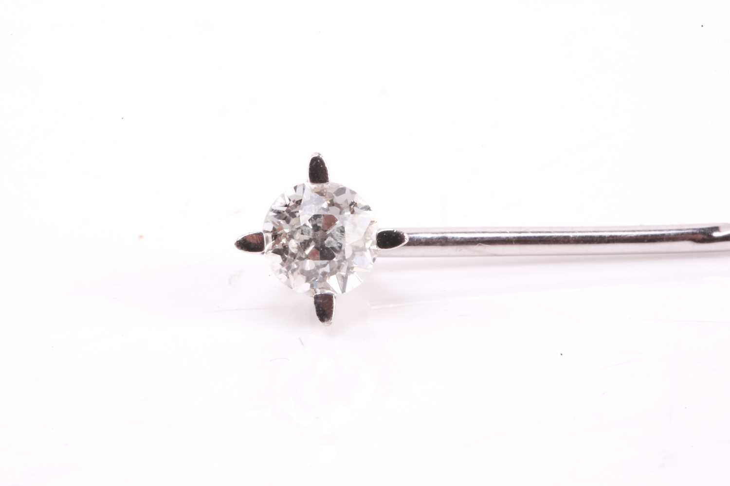 A diamond tie pin set with an old cut diamond with an estimated weight of 0.45ct, in a claw - Image 2 of 4