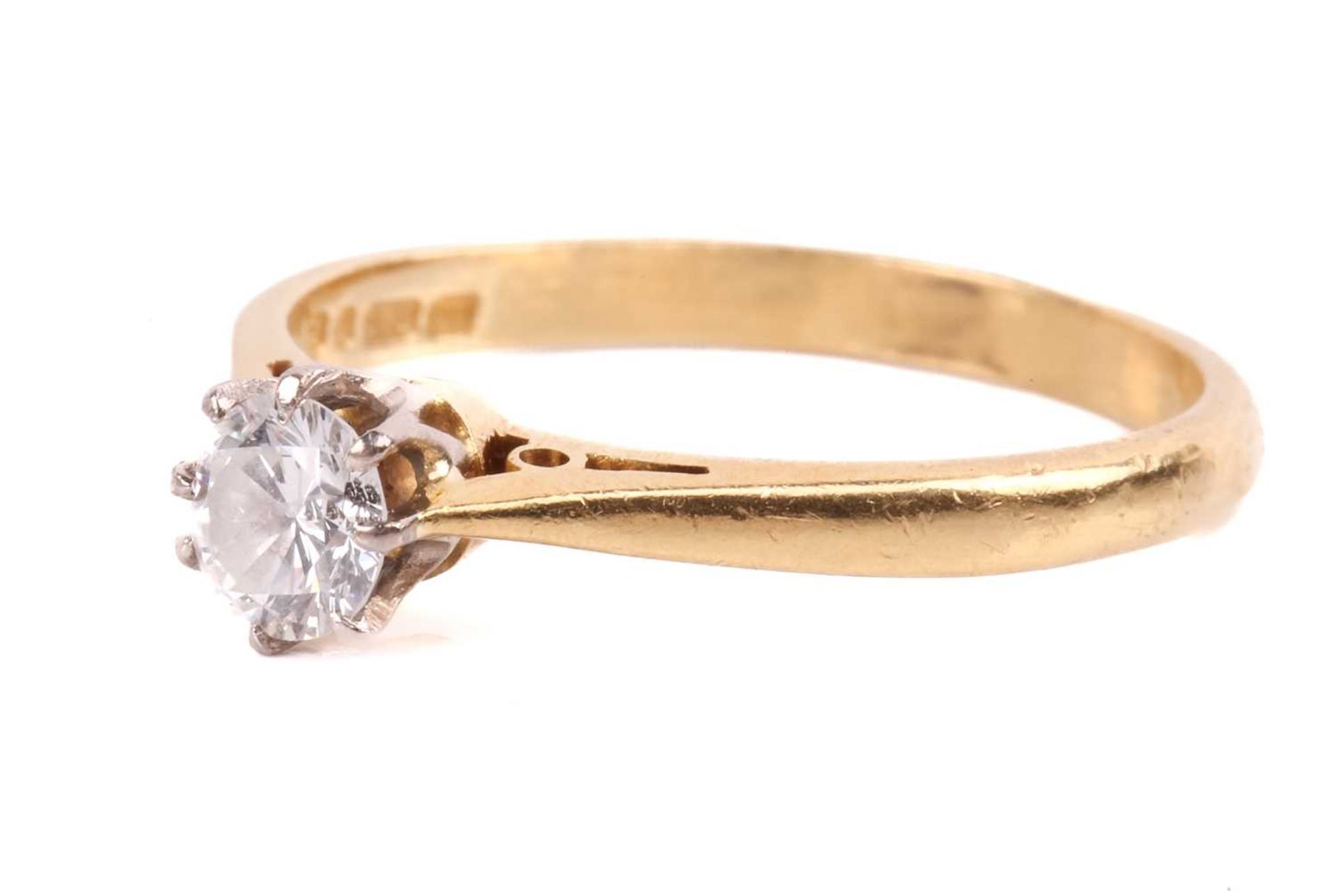 A diamond solitaire ring set with a round brilliant cut diamond with an estimated weight of 0.35ct - Image 4 of 4