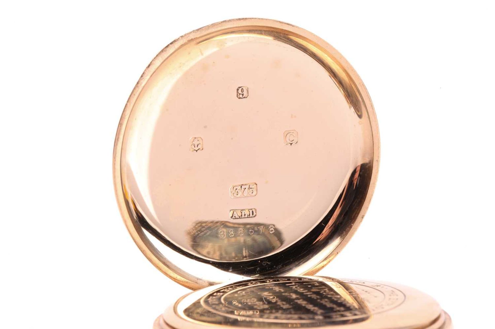 A 9ct gold Waltham mass half hunter pocket watch with its original box, featuring a keyless wound - Image 4 of 11