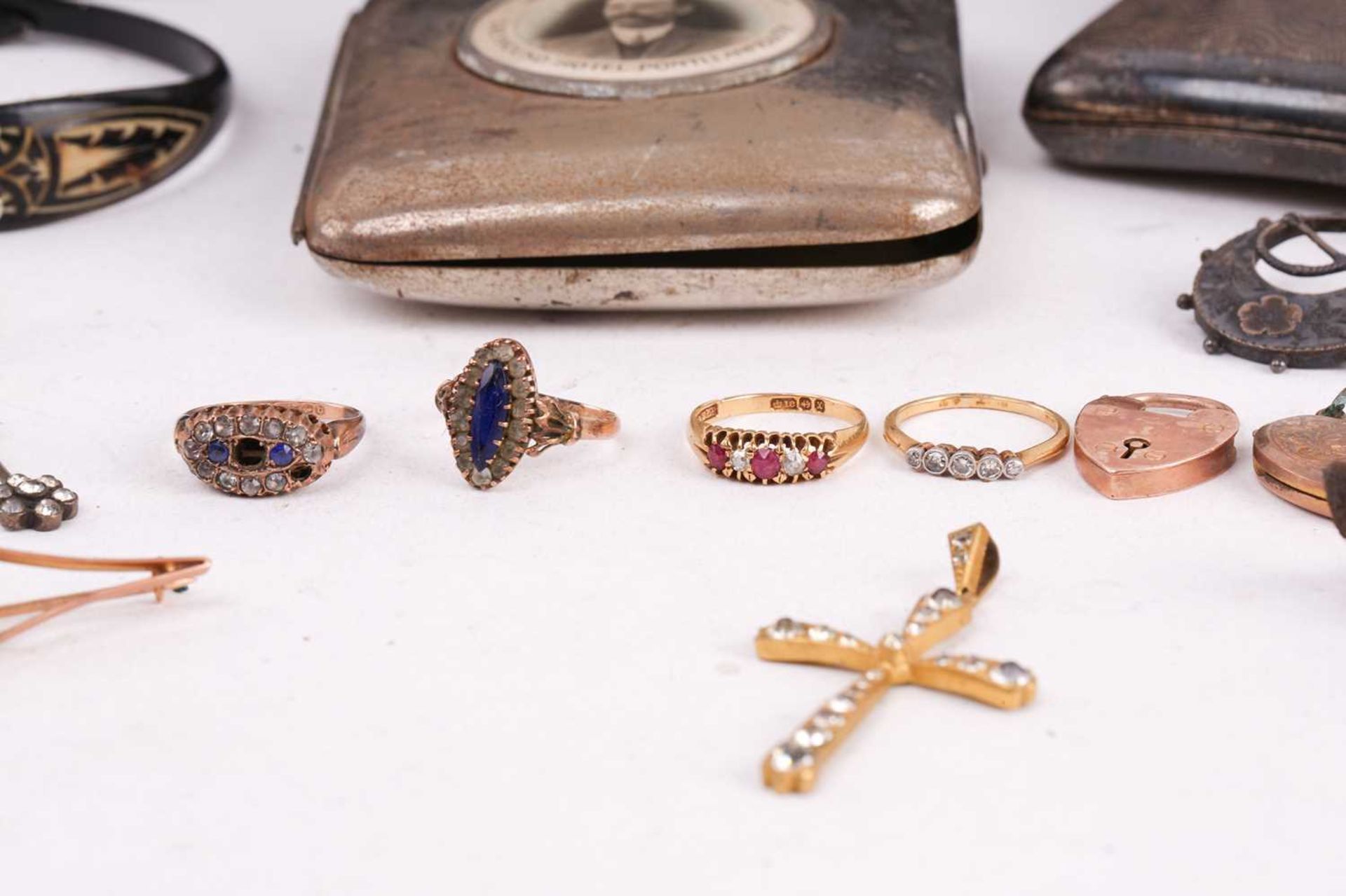 A collection of jewellery, watches and silver including two gemset rings, a pocket watch marked 14k, - Image 10 of 10