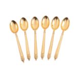Tiffany & Co. - a set of six demitasse spoons, with acanthus terminals, signed and marked with