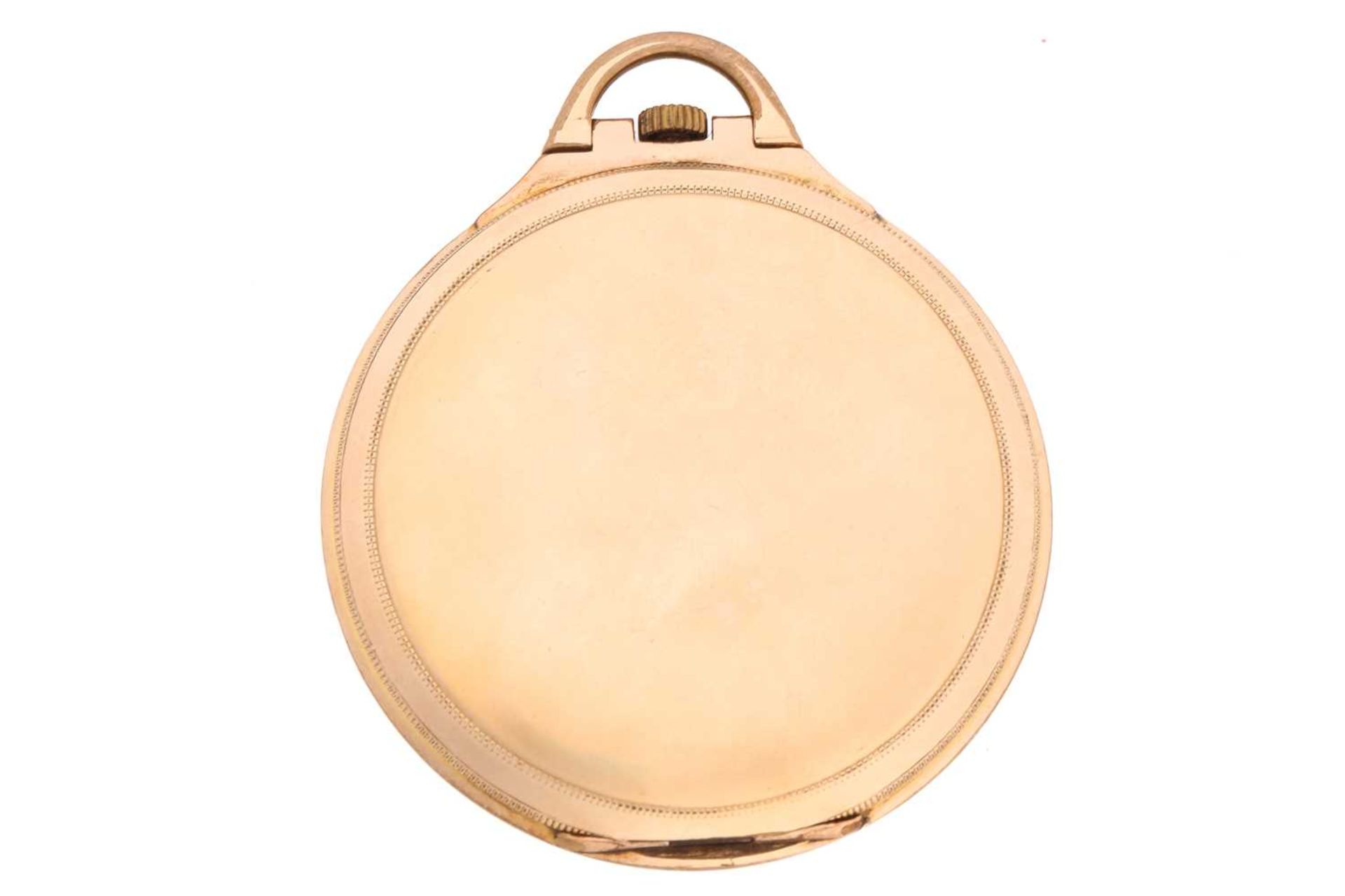 A 9ct watch chain and gold plated pocket watch in leather case, featuring a keyless wound gold - Image 7 of 12