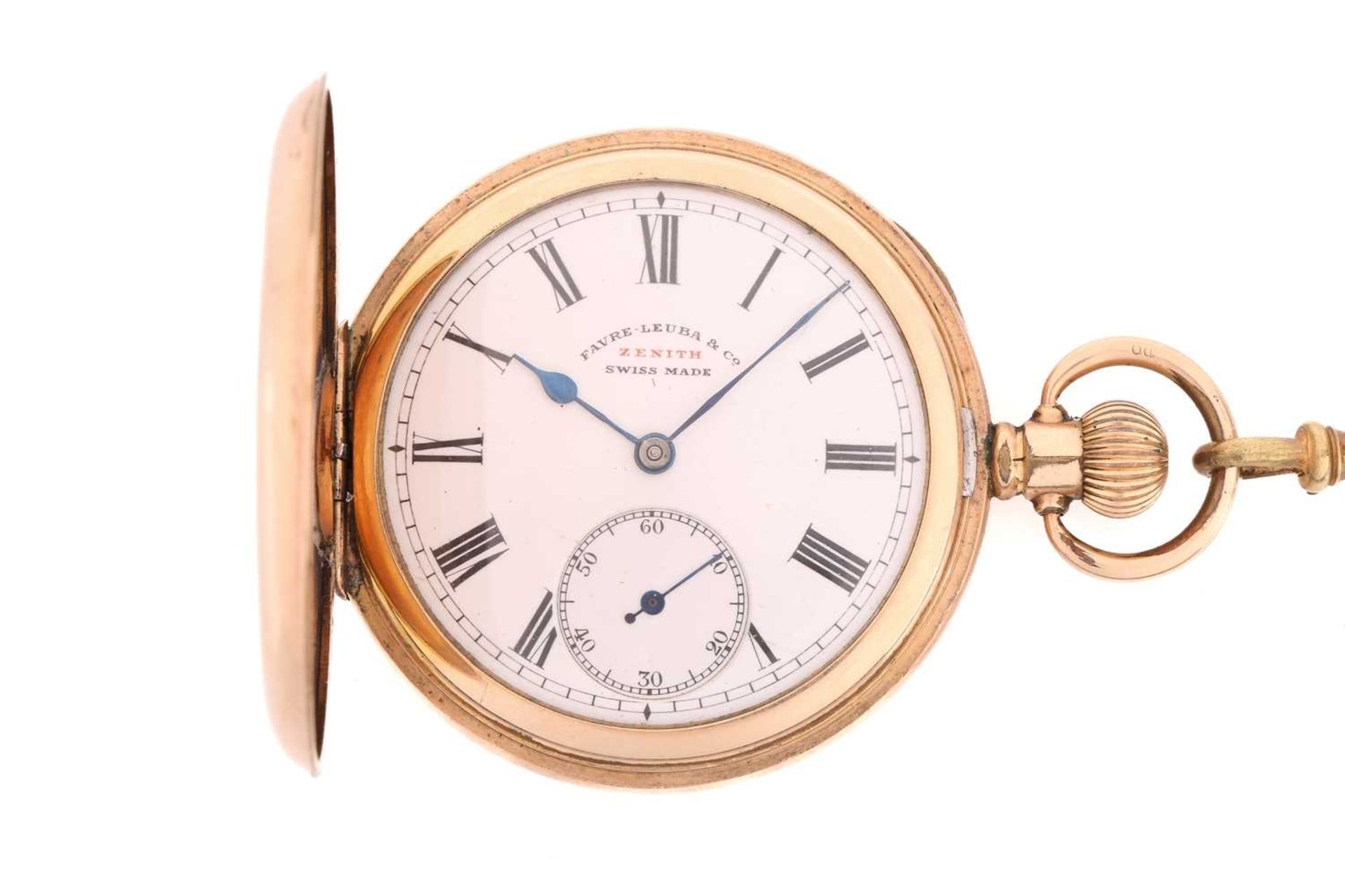 Fauve-Lauba Zenith full hunter pocket watch, the white enamel dial with roman numerals and sub- - Image 2 of 12