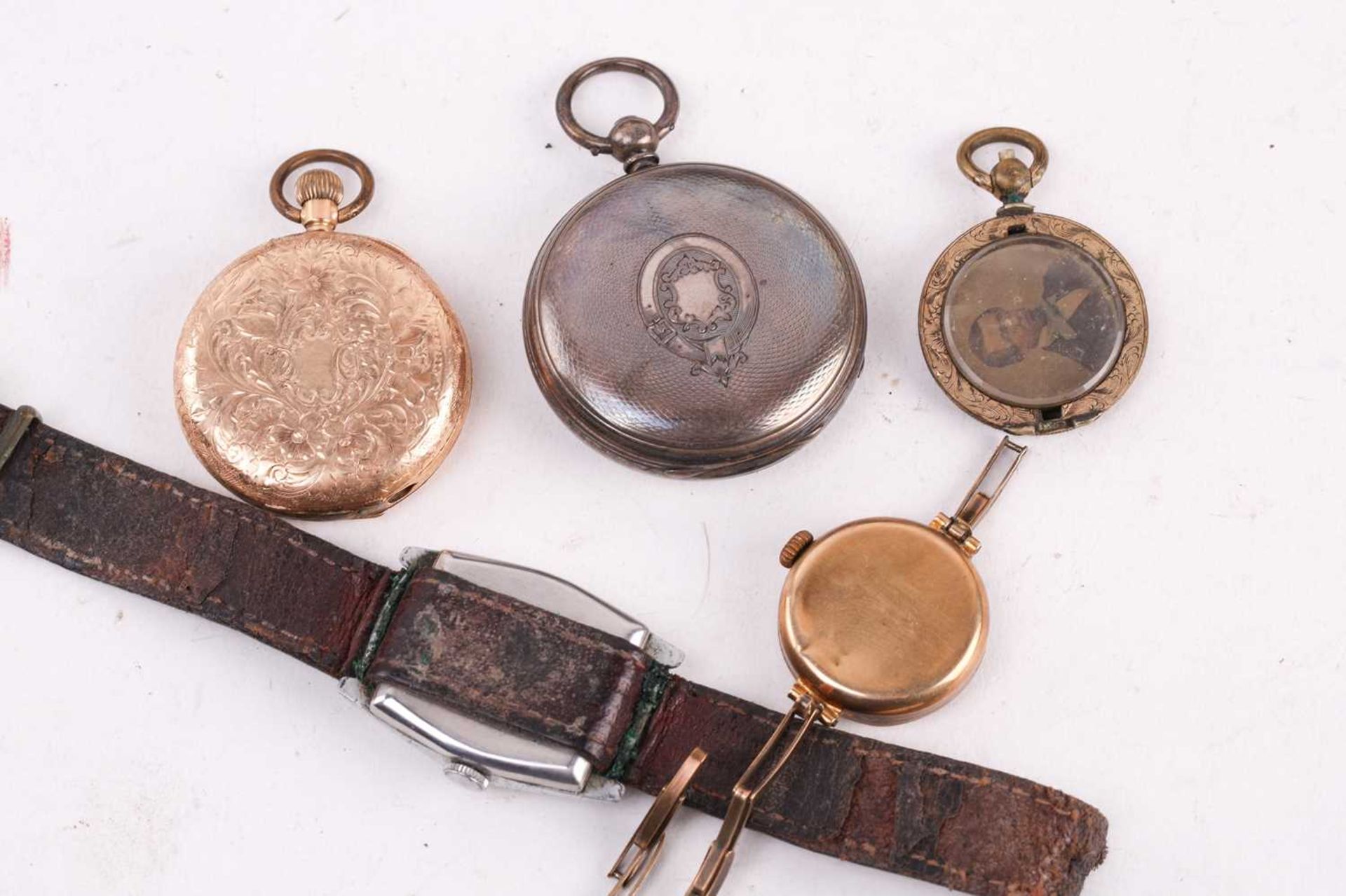 A collection of jewellery, watches and silver including two gemset rings, a pocket watch marked 14k, - Image 4 of 10