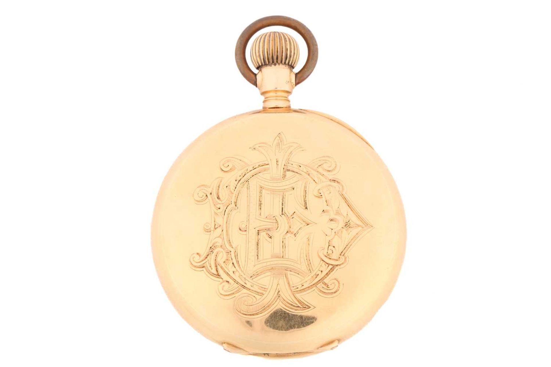 An 18ct gold Waltham mass open-face pocket watch with its original box, featuring a keyless wound - Image 3 of 8