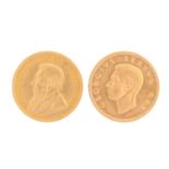 South Africa - George VI gold £1, 1952 & 1 Pond, 1898, both EF