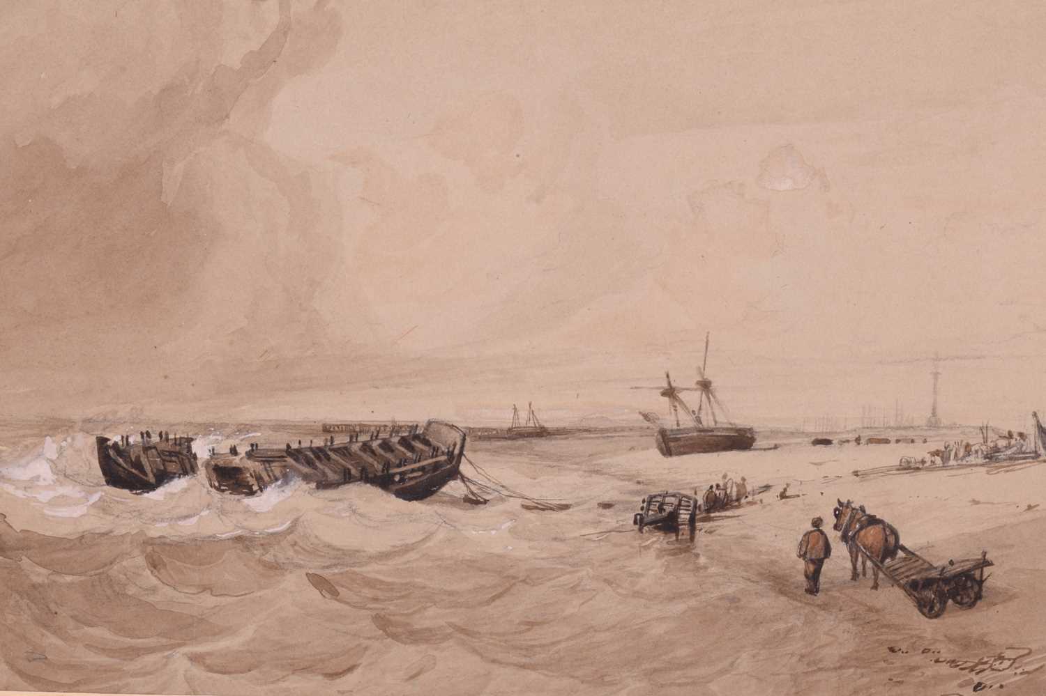 Miles Edmund Cotman (1810 - 1858) 'Wreck on Yarmouth Beach', oil on canvas, applied and typed - Image 7 of 26