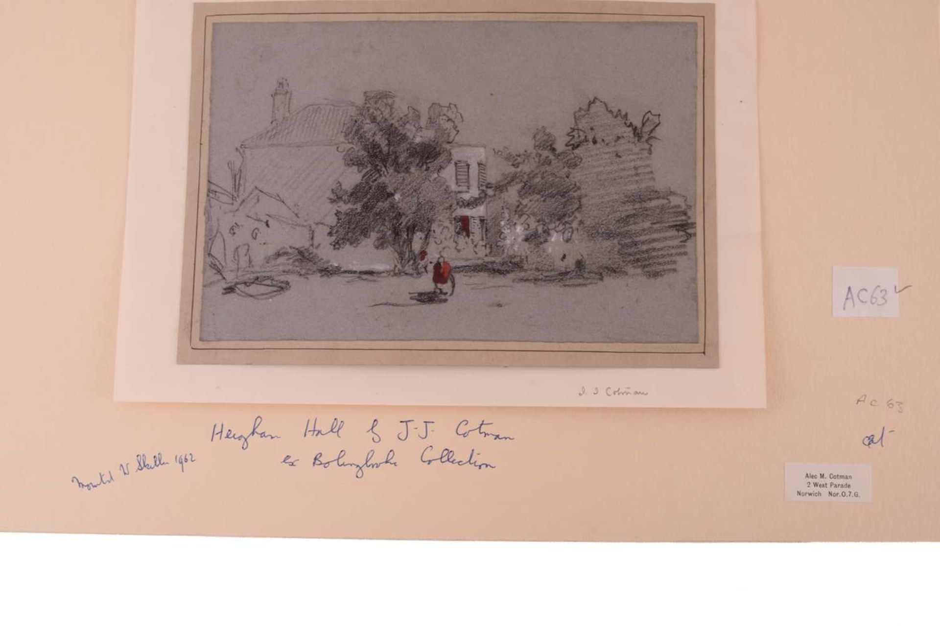 John Joseph Cotman (1814 - 1878), three pencil sketches, 'Heigham Hall', pencil & watercolour, ex - Image 4 of 12