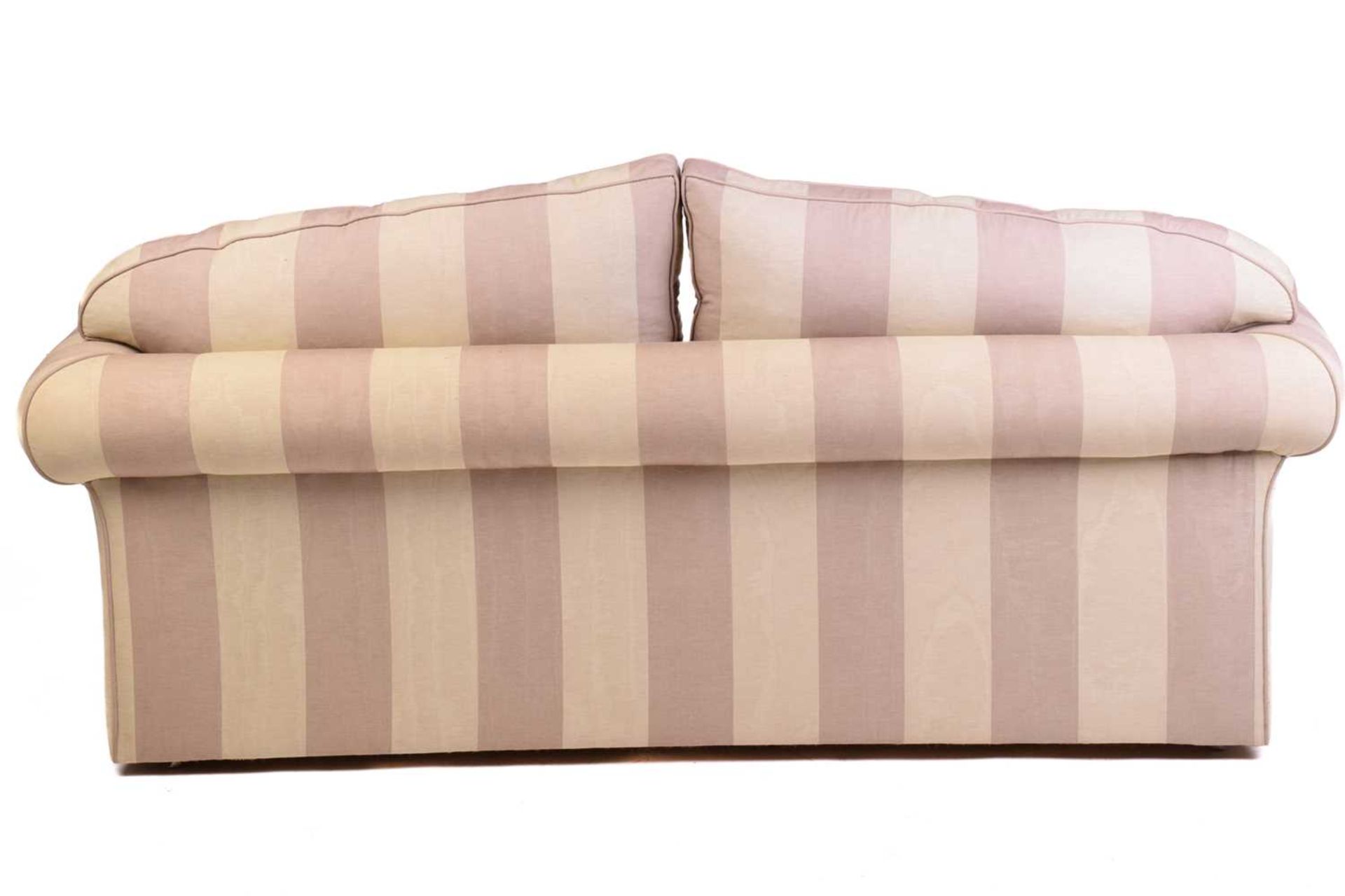 A pair of contemporary good quality traditional two-seat sofas with damask effect broad striped - Image 8 of 11
