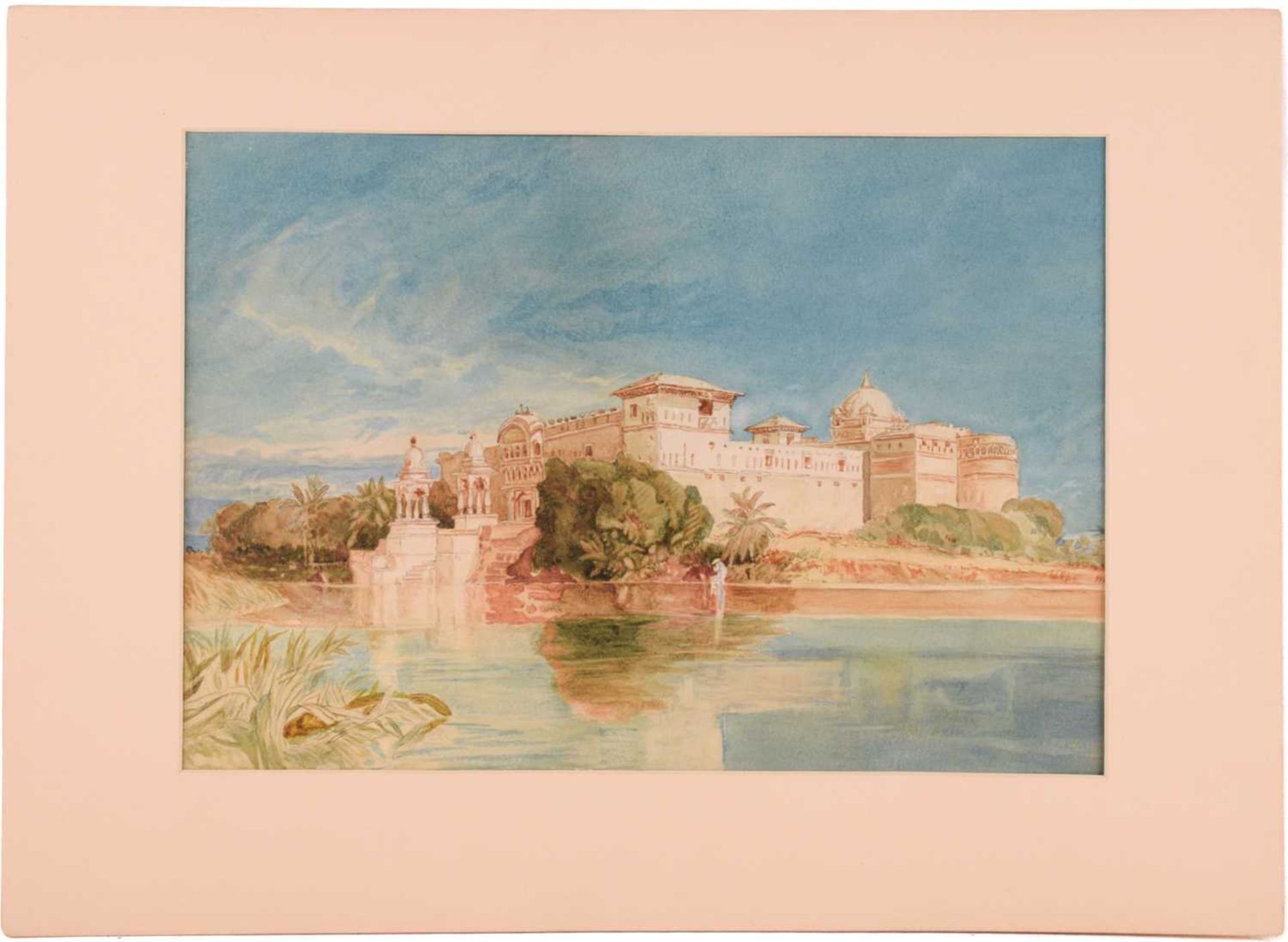 Attributed to Frederick George Cotman (1850 - 1920), 'North African Palace by a River', unsigned