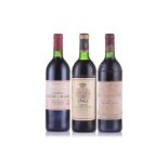 A bottle of 1986 Chateau Gruaud Larose, together with a 1990 Chateau Lascombes and a 1988 Margaux,