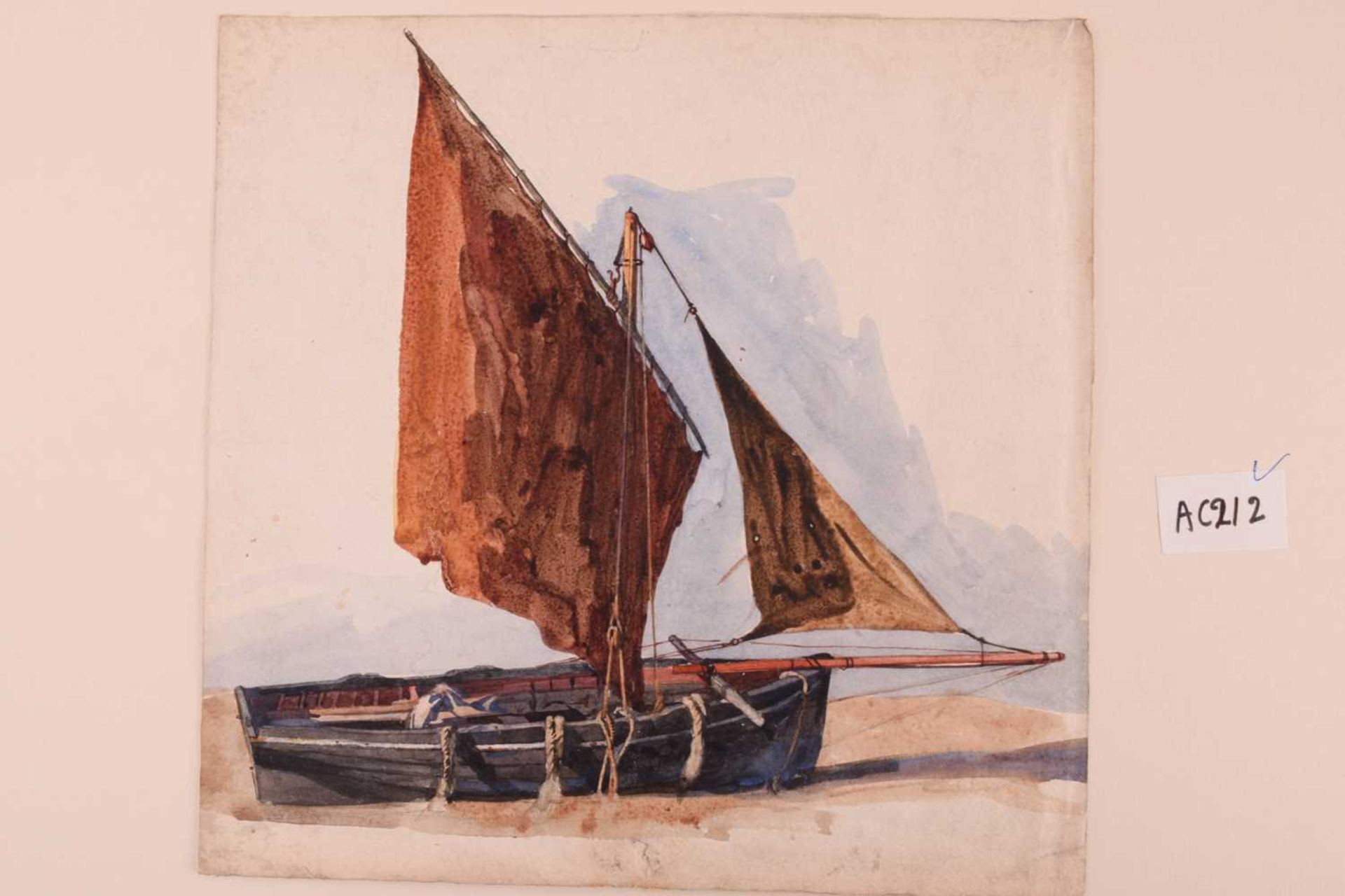 Frederick George Cotman RI. ROI. (1850-1920), 'Boat with a Brown Sail', 'The End of Upton Dyke - - Image 3 of 18