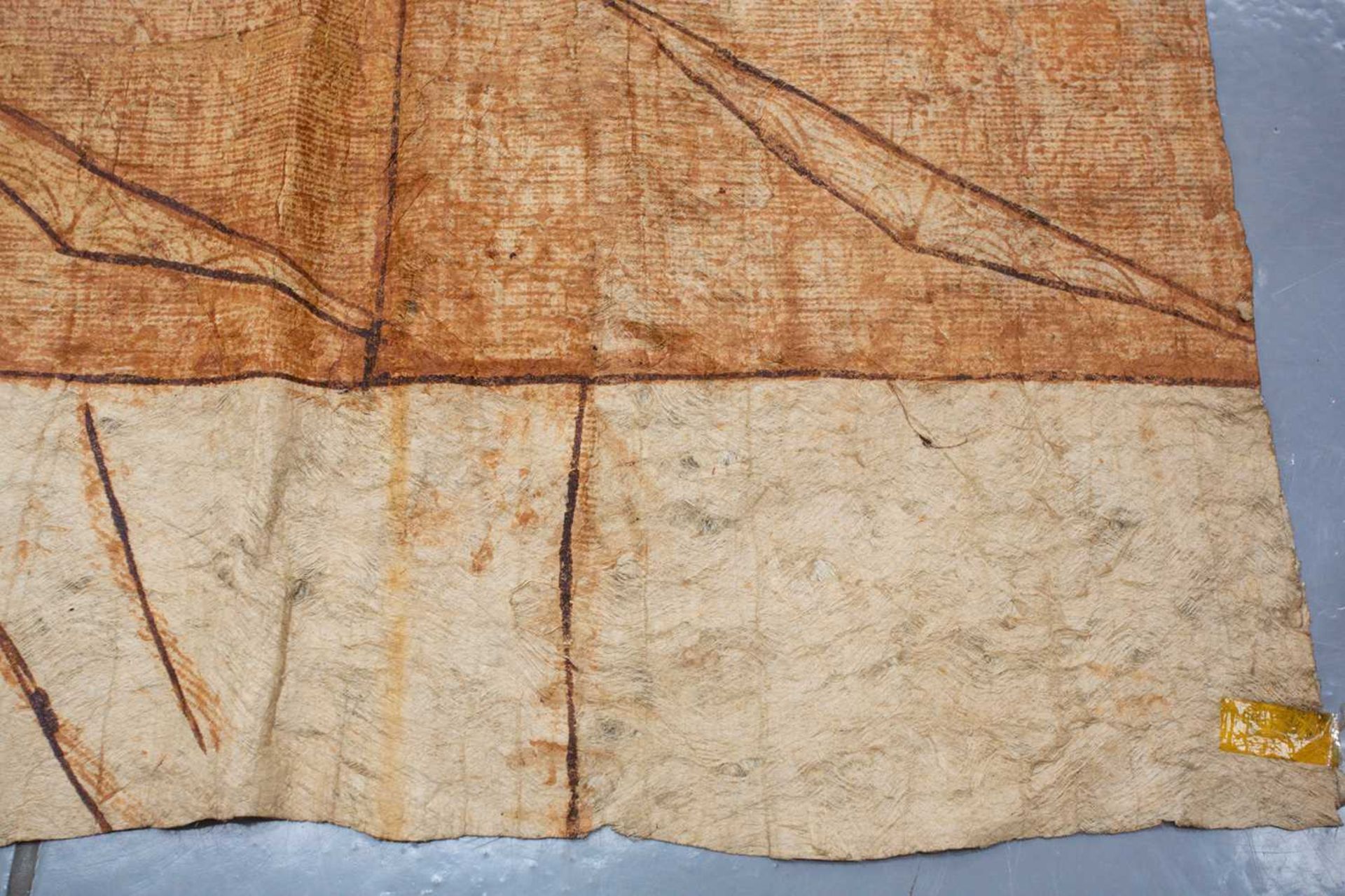 Of historical Fijian interest; a Fijian bark cloth blanket (?), late 19th century painted with earth - Image 16 of 16