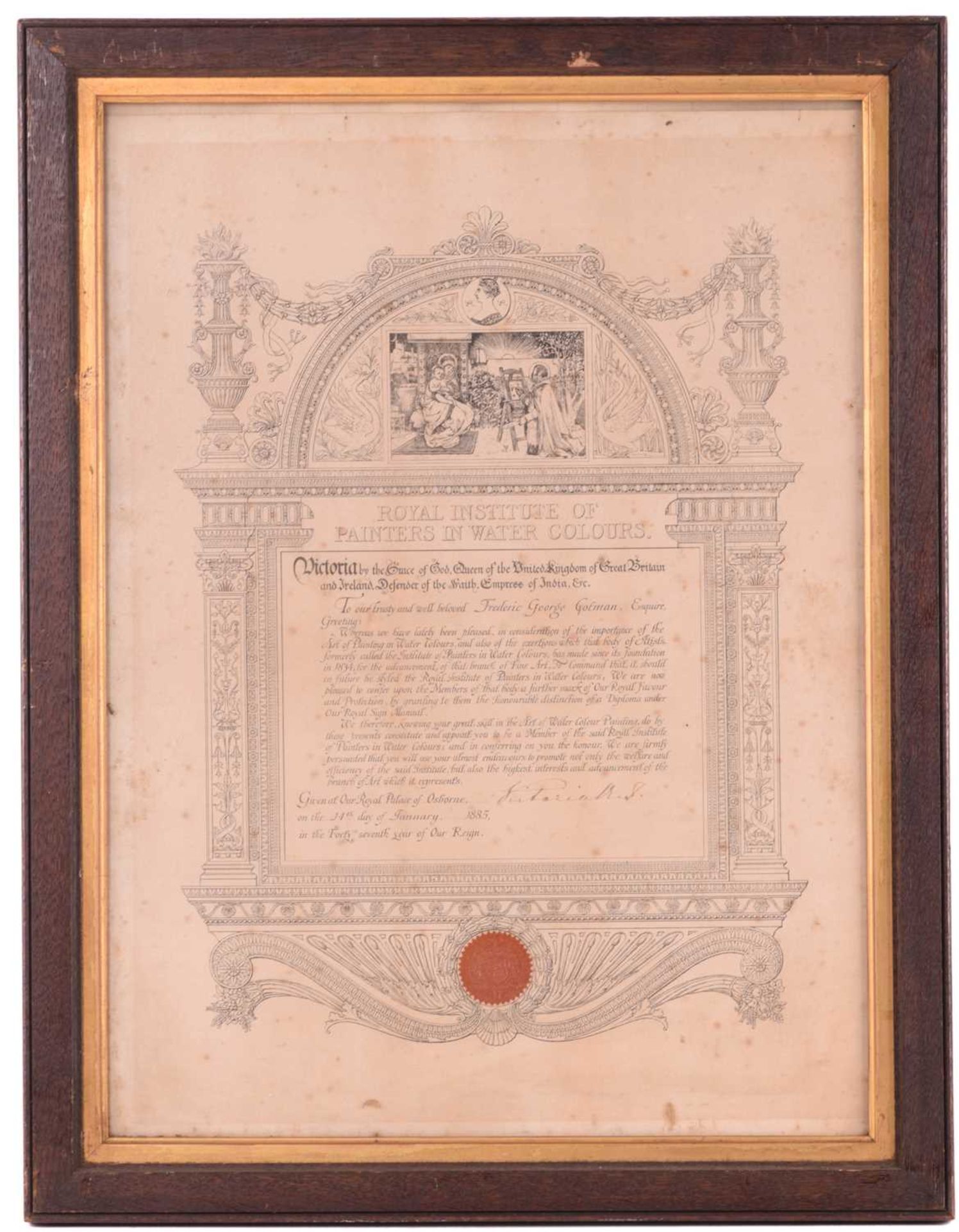 A framed certificate from the Royal Institute of Painters in Watercolour awarded to Frederick George - Image 17 of 31