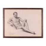 Frederick George Cotman RI. ROI. (British, 1850-1920), 'Study of a Recumbent Male Nude', inscribed