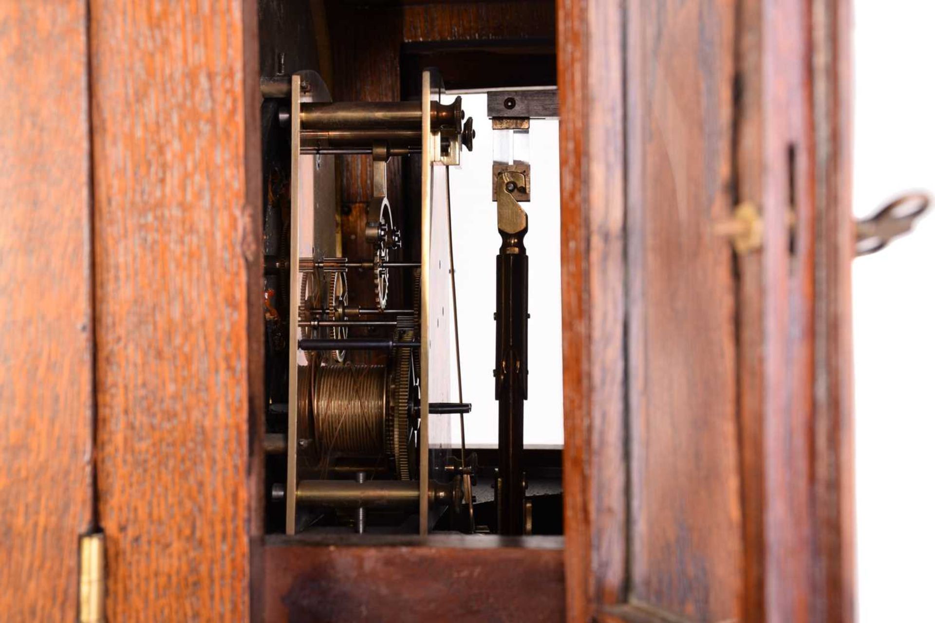 An Austrian Lenzkirch No.728089, single-weight longcase regulator with white enamel Roman dial - Image 11 of 19