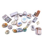 A small collection of Limoges porcelain novelty trinket and pill boxes including boot form box
