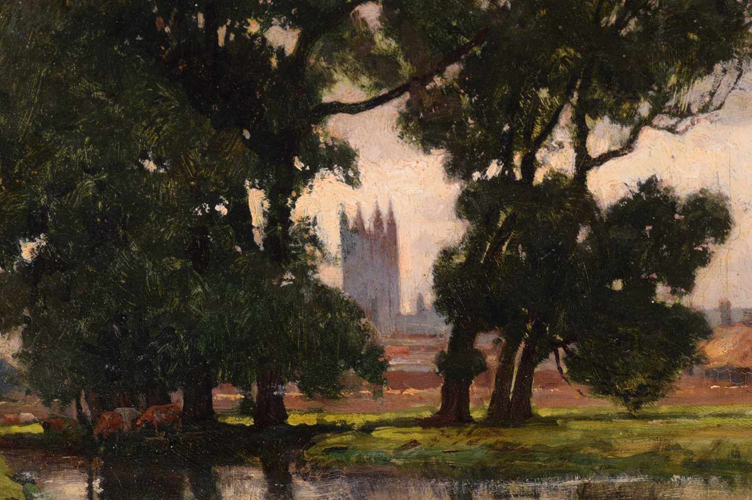 Frederick George Cotman RI. ROI. (British, 1850-1920), 'Canterbury from the Meadows', signed and - Image 2 of 10