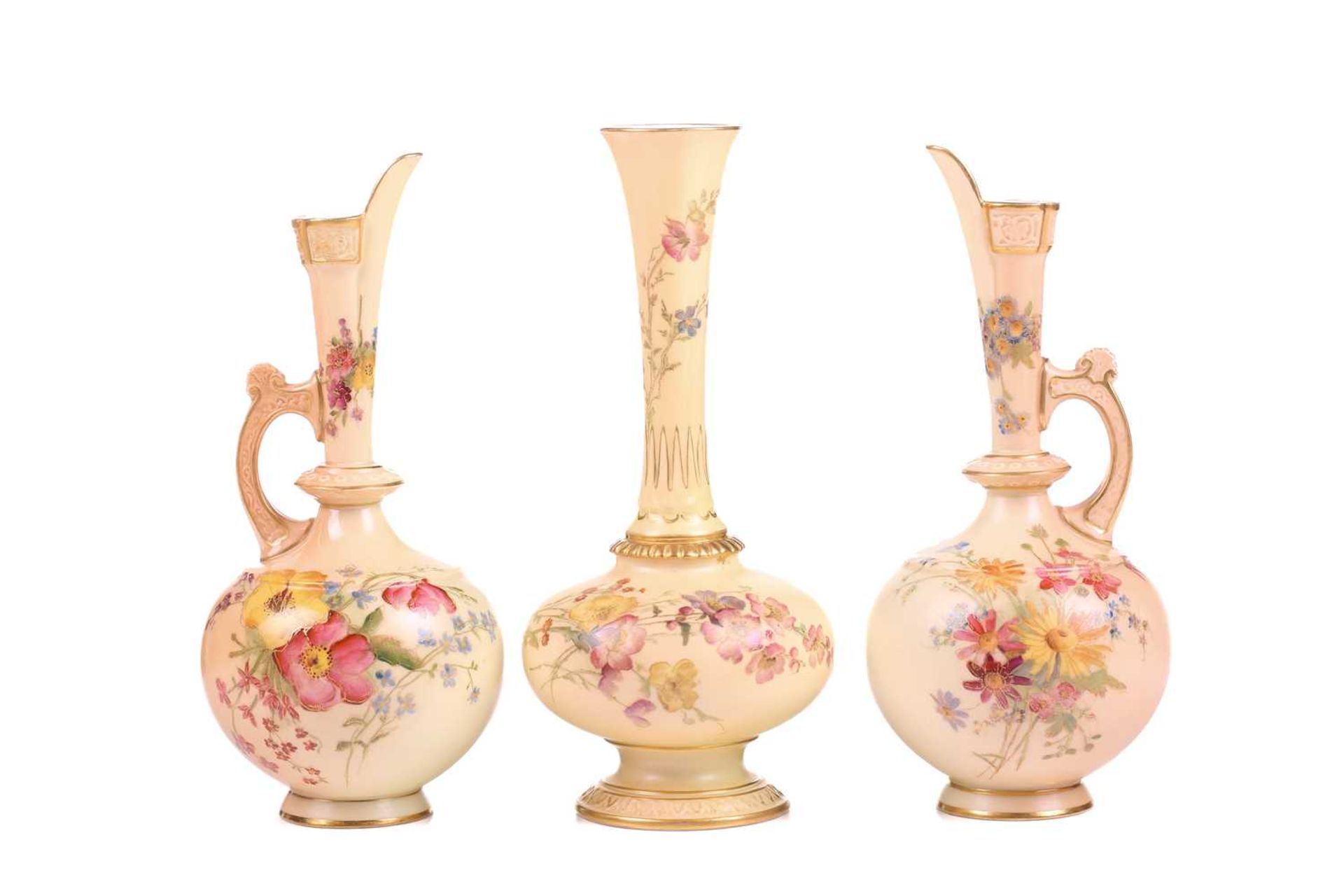 A collection of early 20th century Royal Worcester blush ivory ceramics, each with floral - Image 2 of 31