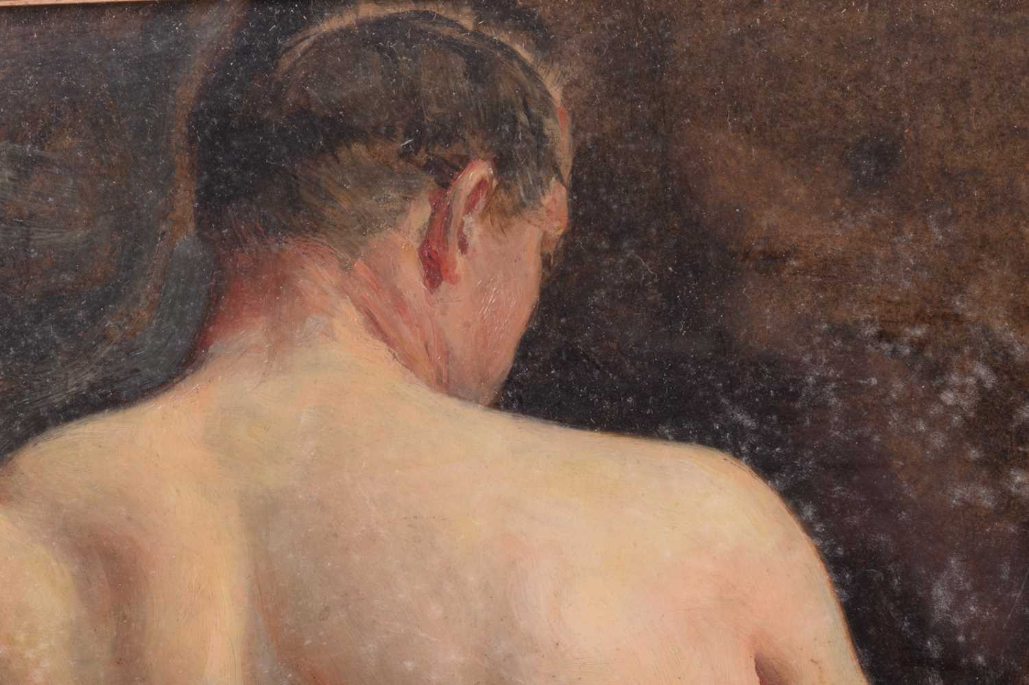 Frederick George Cotman RI. ROI. (British, 1850-1920), 'Rear Study of a Male Nude', signed and - Image 4 of 17