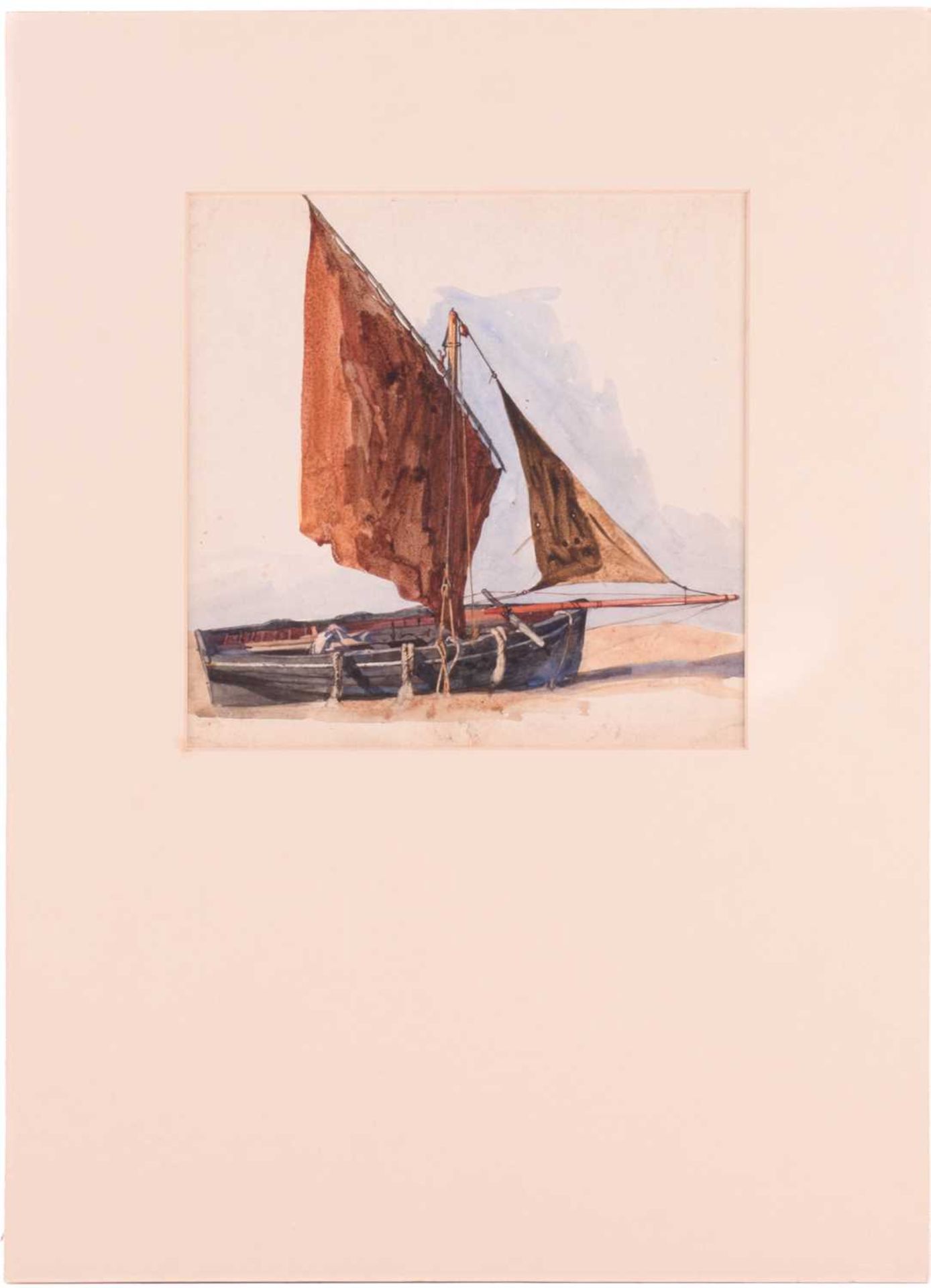 Frederick George Cotman RI. ROI. (1850-1920), 'Boat with a Brown Sail', 'The End of Upton Dyke - - Image 2 of 18