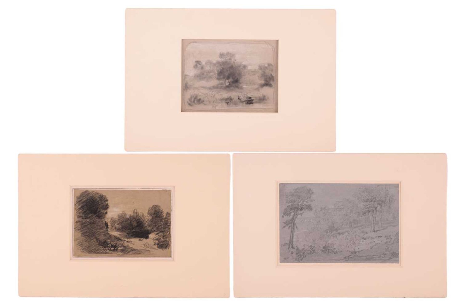 John Joseph Cotman (1814 - 1878), three pencil & charcoal sketches, 'Whitlingham' & 'A Wood', both