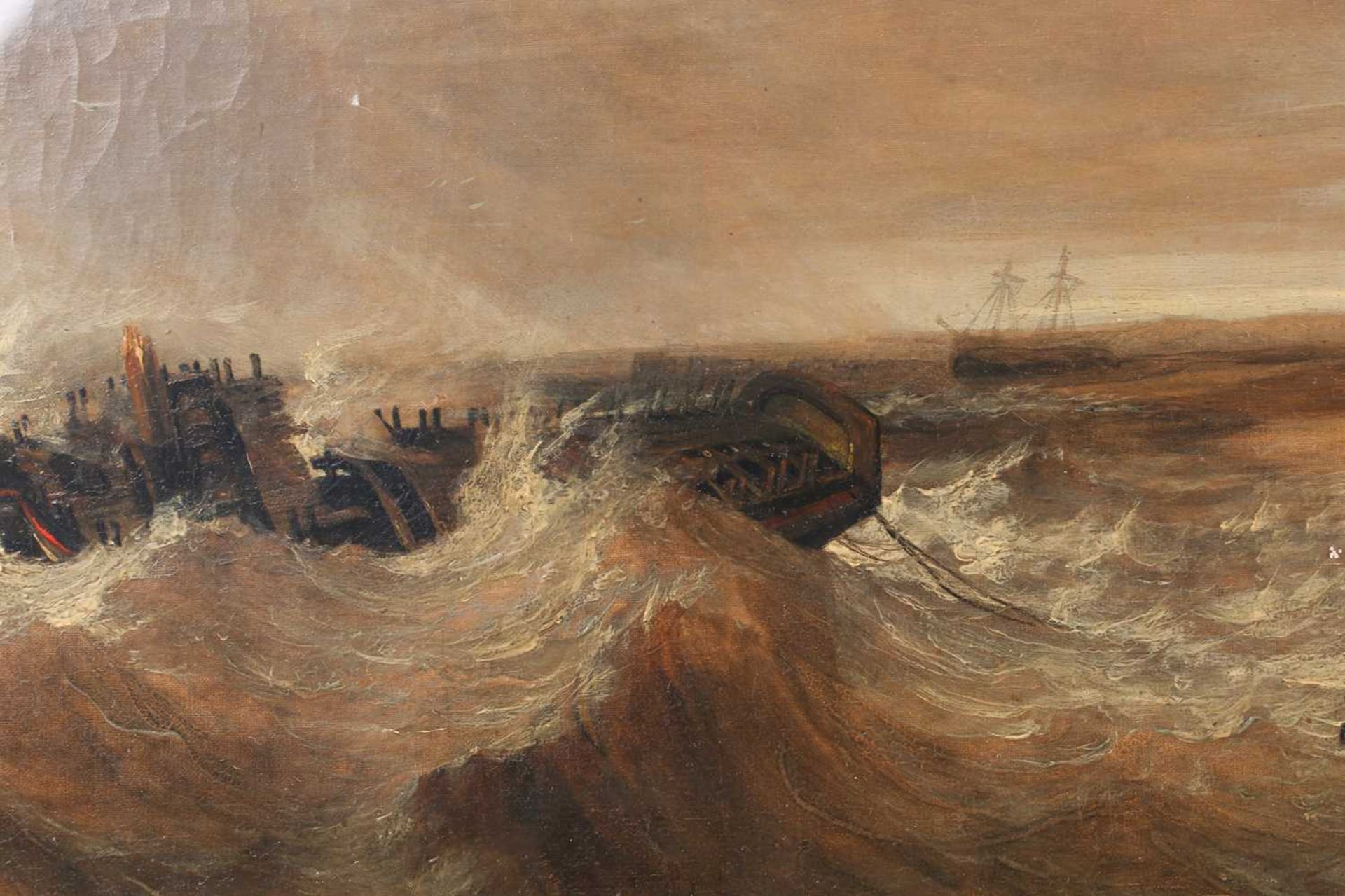 Miles Edmund Cotman (1810 - 1858) 'Wreck on Yarmouth Beach', oil on canvas, applied and typed - Image 17 of 26