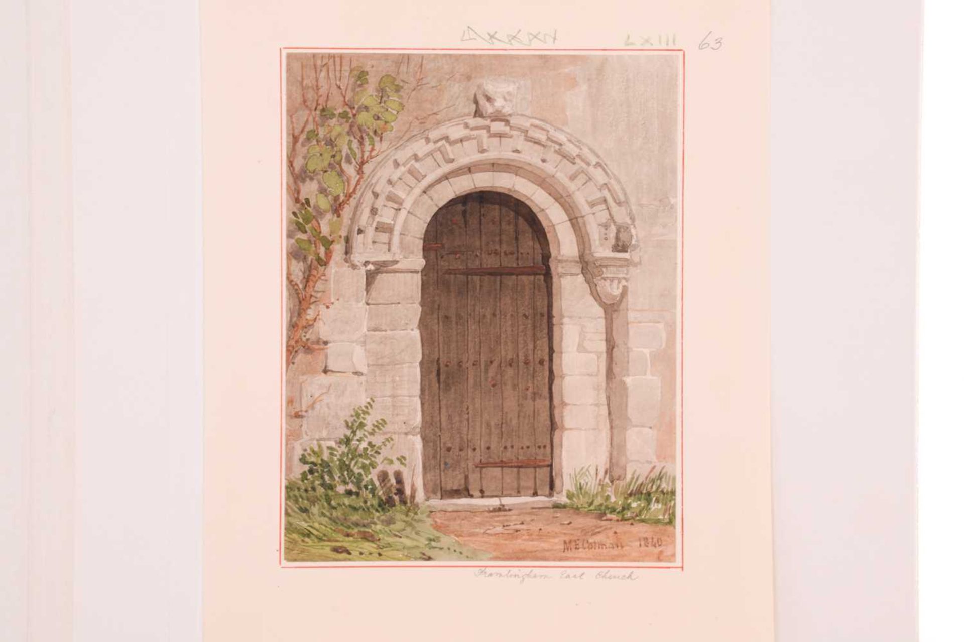 Miles Edmund Cotman (1810 - 1858), 'Framlingham Earl Church', signed and dated 1840, watercolour, - Image 3 of 8