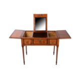 A French marquetry inlaid kingwood poudreuse dressing table decorated with flowers and musical