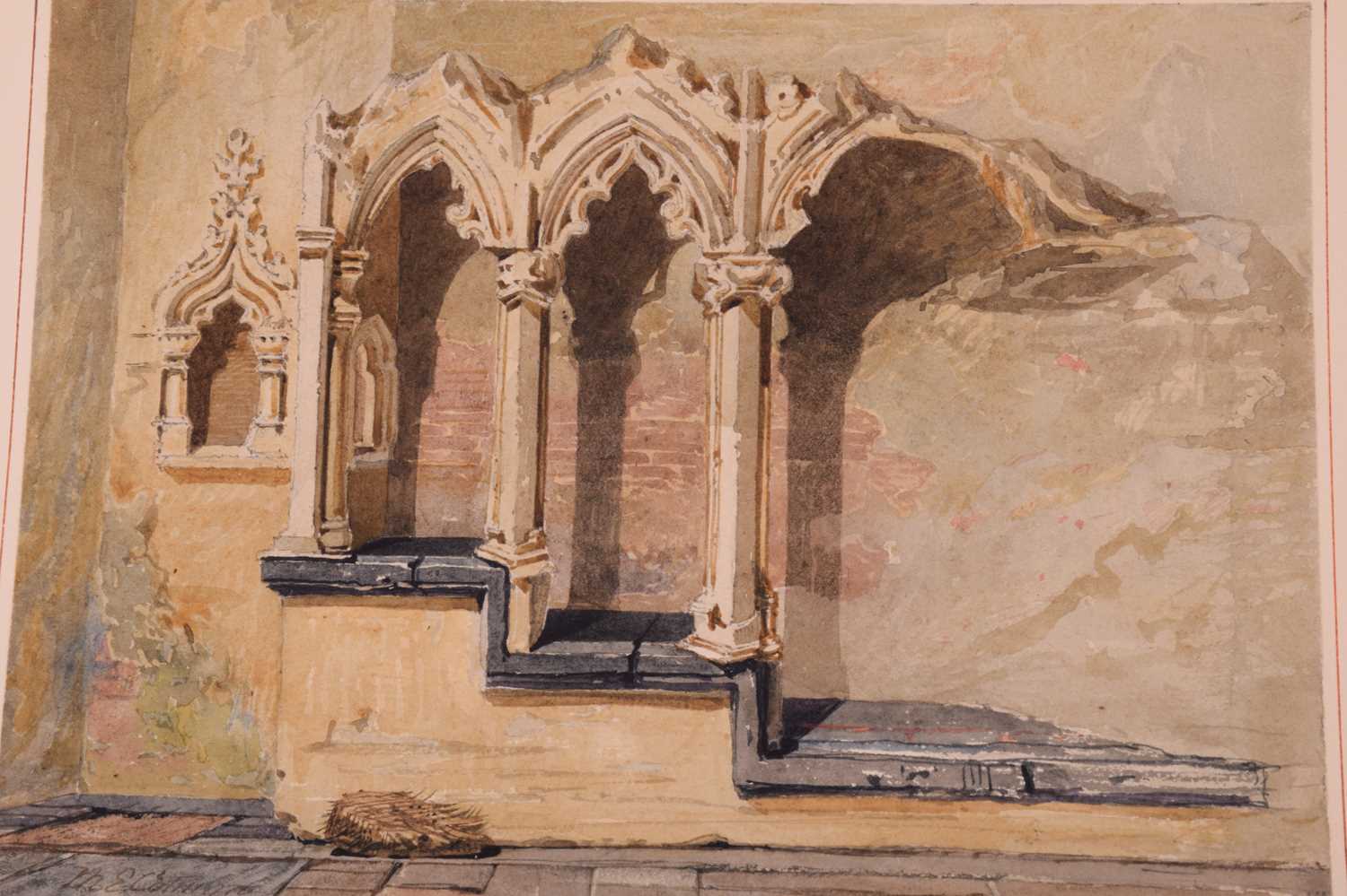 Miles Edmund Cotman (1810 - 1858) 'Sedilia & Piscina in Great Snoring Church, Norfolk', signed, - Image 5 of 6