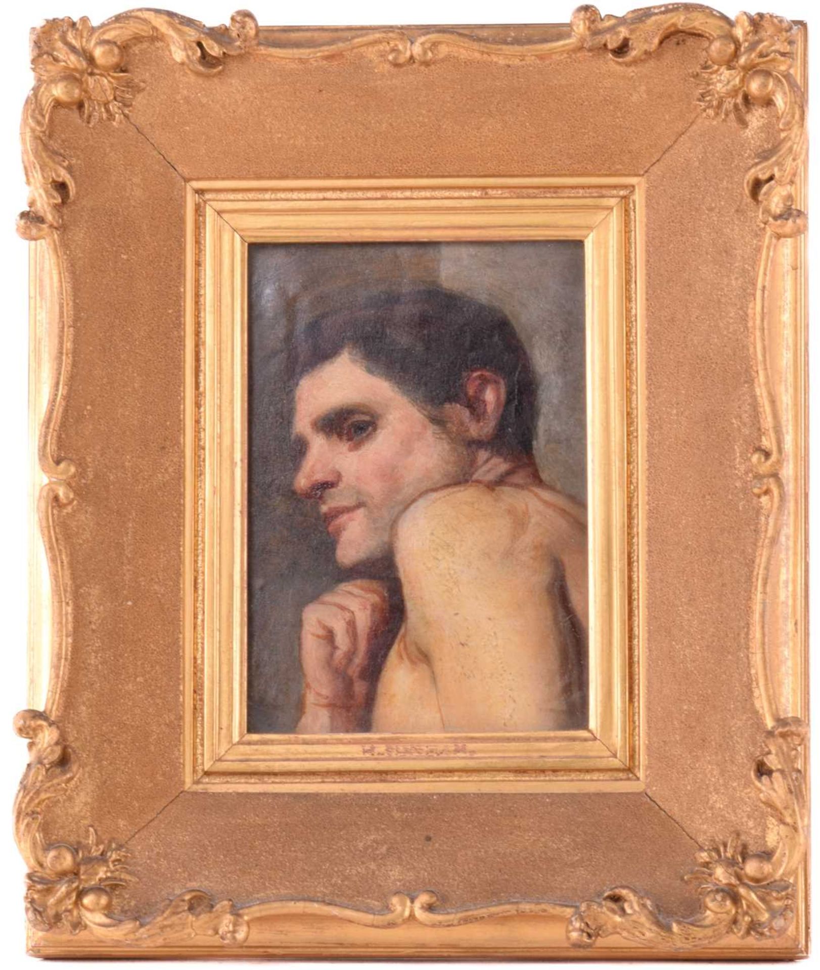 Frederick George Cotman RI. ROI. (British, 1850-1920), 'Cala Rossi - a Famous Model', oil on - Image 2 of 10