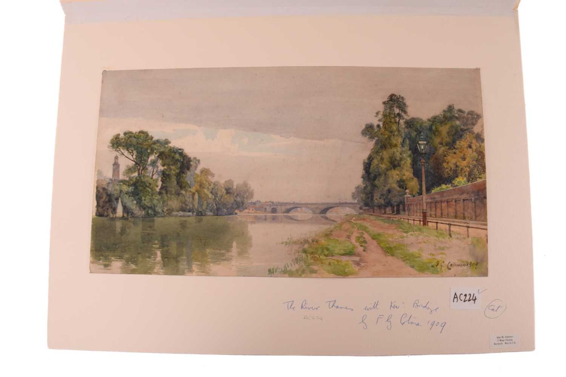 Frederick George Cotman (1850 - 1920), ' The River Thames with Kew Bridge', signed & dated 1909, - Image 2 of 7